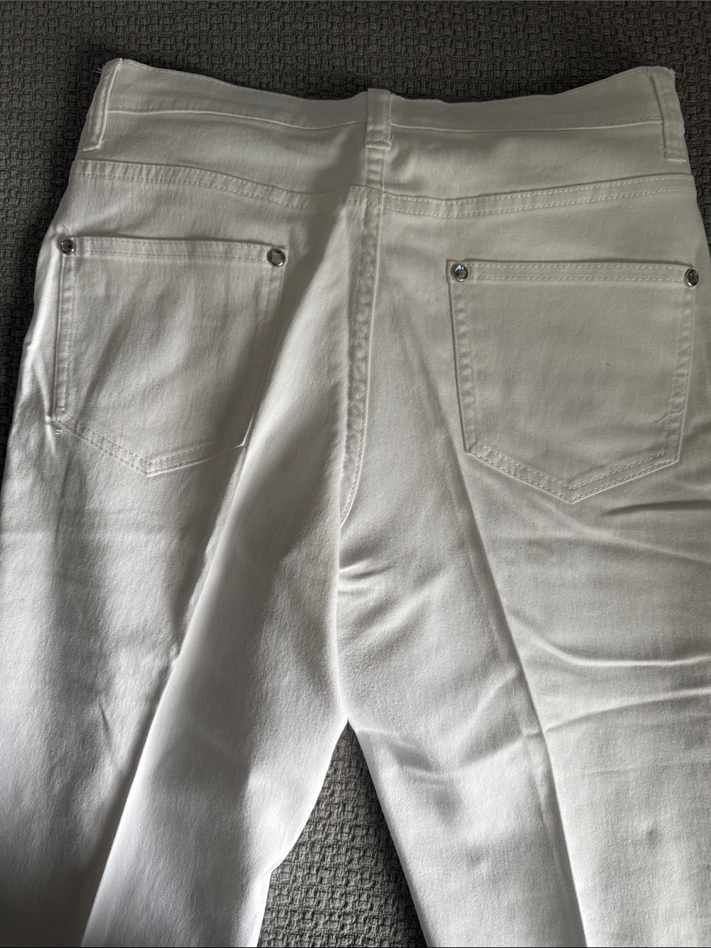VENUS White Jeans with Crystal Button Detail